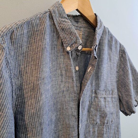Everlane Men's Small 100% Linen Pigment Dyed Short Sleeve Button Down Shirt - Picture 3 of 11